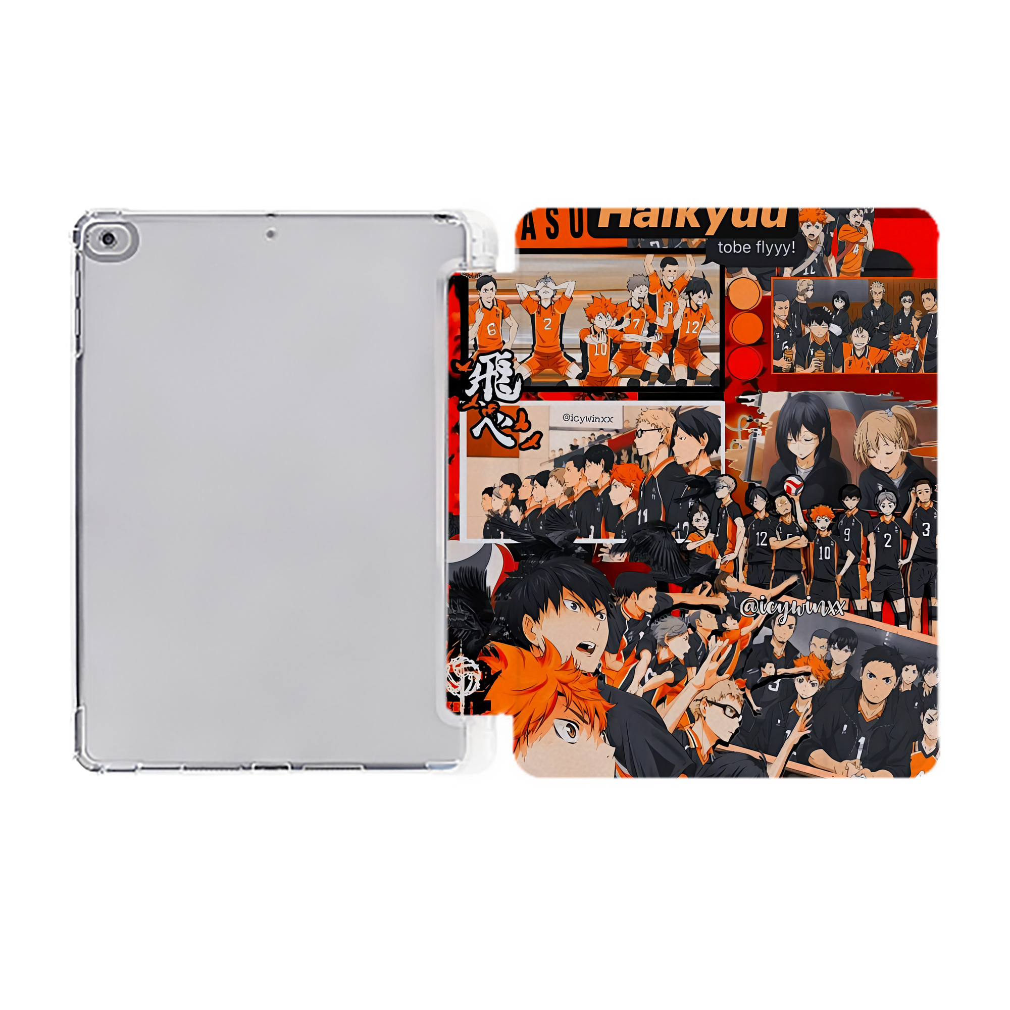 （画像用） ハイキュー!! Haikyu!! IPad ケース ペン収納付き 三つ折りスタンド PUレザー×シリコン 対応機種9.5/10.5/10.9インチ